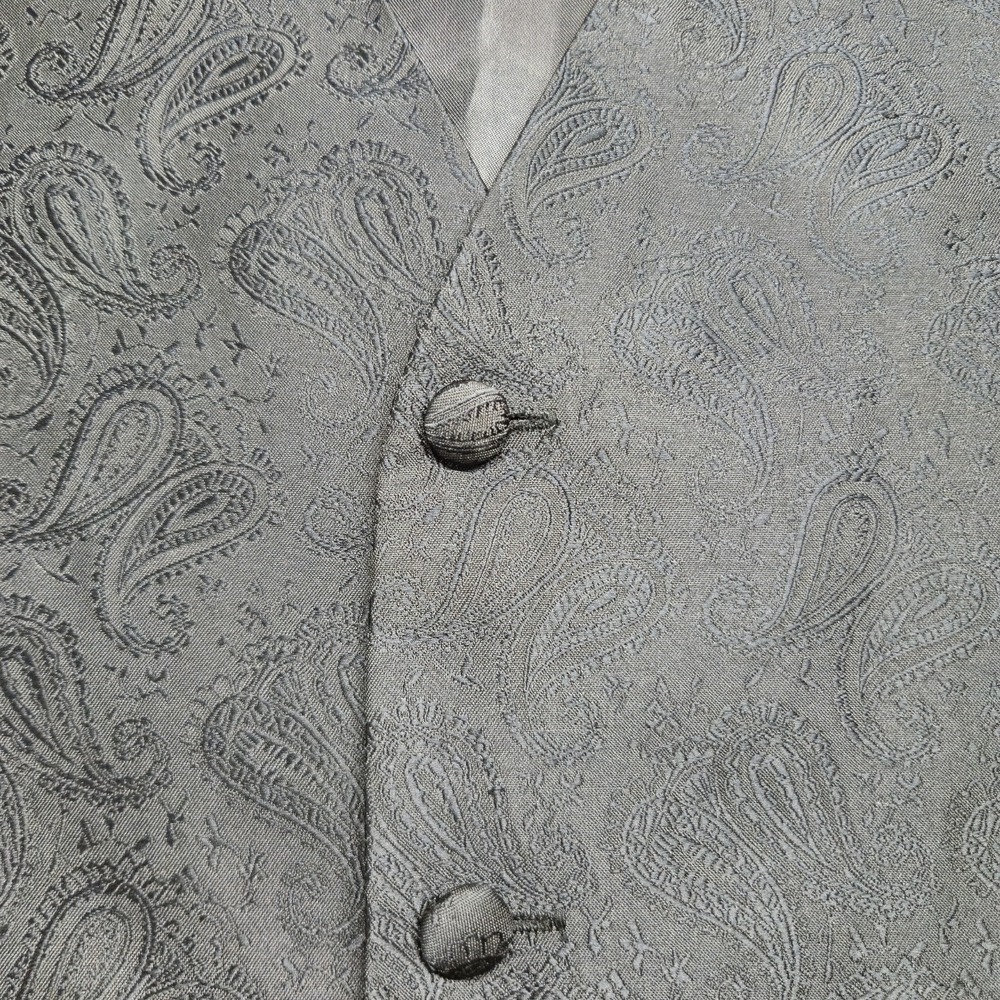 Umo Lorenzo Men's Black Paisley Formal Vest Tuxedo Suit Waistcoat XL - Picture 5 of 13